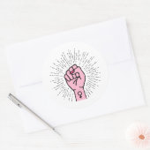 Sticker Rond Main féministe avec symbole féminin (Enveloppe)