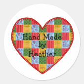 Sticker Rond Main Motif de Patchwork personnalisée (Devant)