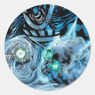 Sticker Rond Main noire avec le panneau de crâne