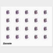 Sticker Rond Main noire - Collage violet (Feuille)