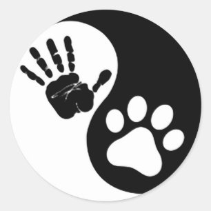 Sticker Rond Main Paw Yin Yang