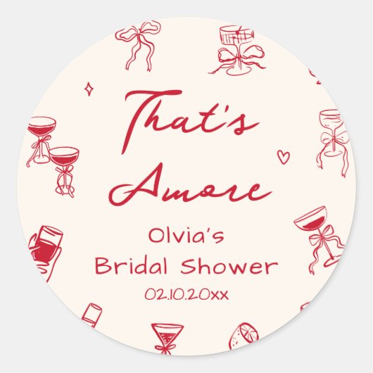 Sticker Rond Main rouge tiré qui est une plus Fête des mariées (Devant)