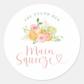 Sticker Rond Main Squeeze Citrus Bridal Shower (Devant)