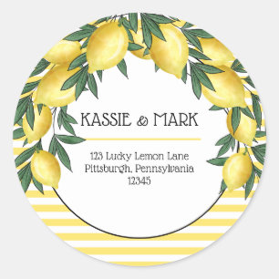 Sticker Rond Main Squeeze Lemons Tropical Adresse de retour