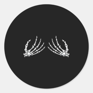 Sticker Rond Main squelette d'Halloween Costume drôle