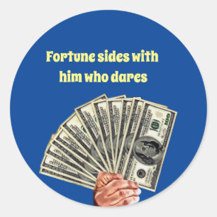 Sticker Rond main tenir cent dollars billets argent art