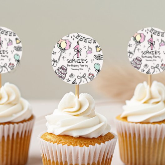 Sticker Rond Main tirée 1er anniversaire