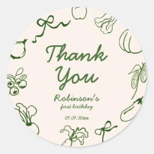 Sticker Rond Main tirée dans la ferme cultivée localement 1er a