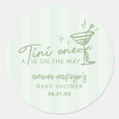 Sticker Rond Main Verte Tirée Un Tini Un Baby shower (Devant)