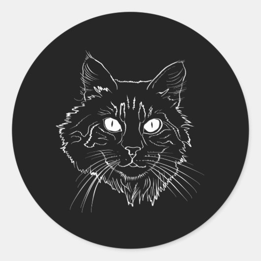 Sticker Rond Maine Coon Cat Line Art (Devant)