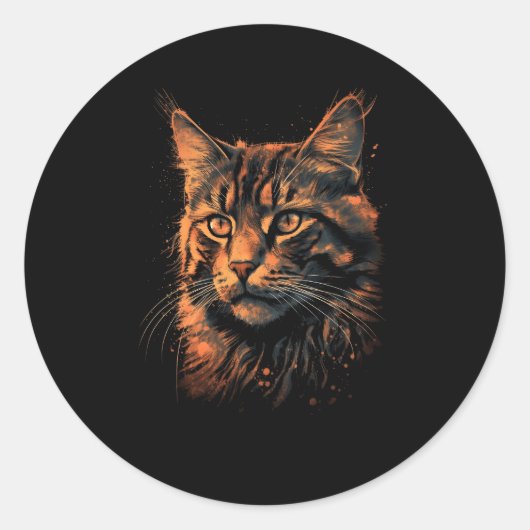 Sticker Rond Maine Coon Chat Kitten Maine Coon Chats Propriétai (Devant)