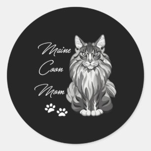 Sticker Rond Maine Coon Chat Maman