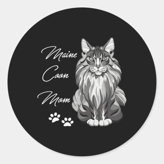 Sticker Rond Maine Coon Chat Maman (Devant)