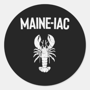 Sticker Rond Maine Homard fou Homard Manger Pêche Maine