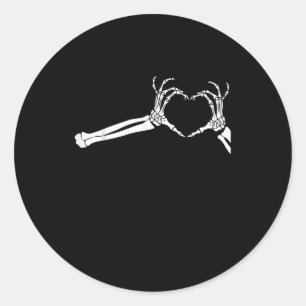 Sticker Rond Mains Coeur Squelette Drôle. Halloween Costume pea