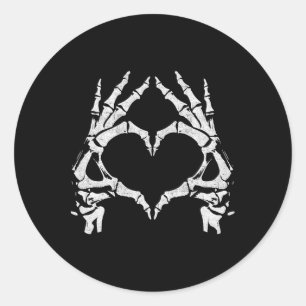 Sticker Rond Mains de coeur de squelette - Halloween - Mains de