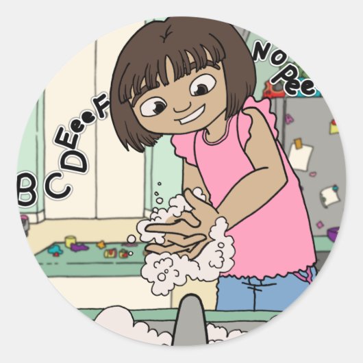 Sticker Rond Mains de lavage (Devant)