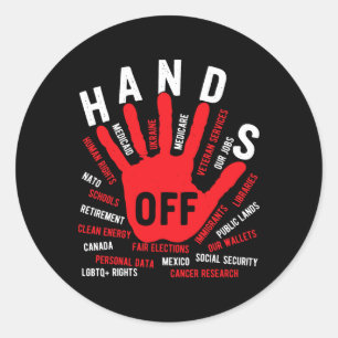 Sticker Rond Mains de Medicaid Medicare Sécurité sociale Trump