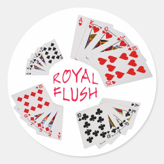 Sticker Rond Mains de poker - Royal Flush (Devant)