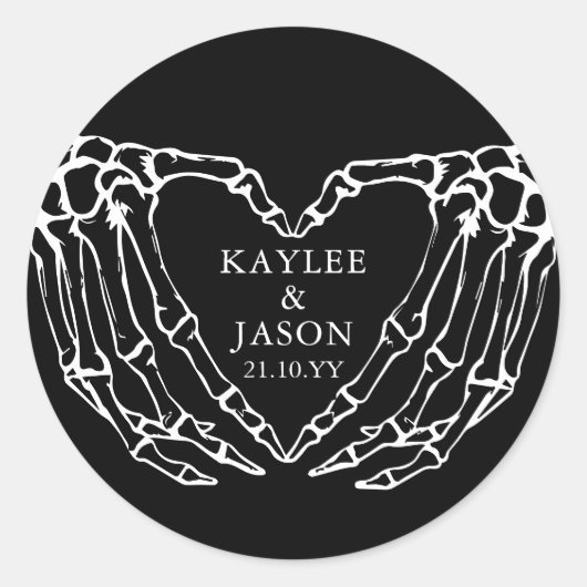 Sticker Rond Mains de squelette chute douche de couples jusqu'à (Devant)