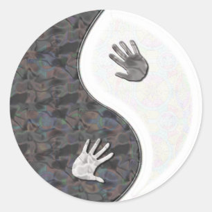 Sticker Rond mains du yinyang