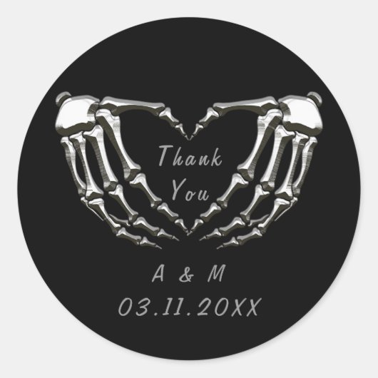 Sticker Rond Mains gothiques squelette personnalisées en forme (Devant)