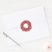 Sticker Rond Mains peintes rouge Winterberry Wreath Noël (Enveloppe)