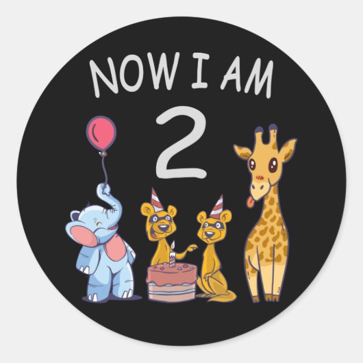 Sticker Rond Maintenant, j'ai 2 ans 2e anniversaire au Zoo (Devant)