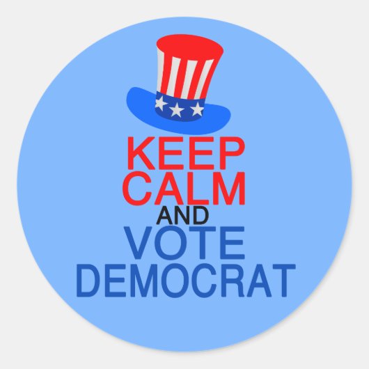 Sticker Rond Maintenez le calme et votez démocrate (Devant)