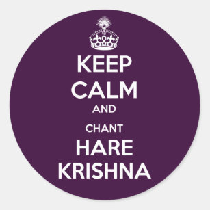 Sticker Rond Maintenez les lièvres Krishna calmes et de chant