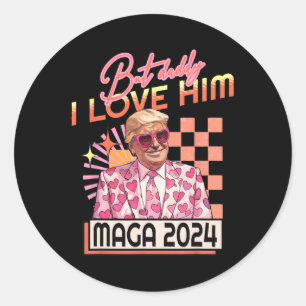 Sticker Rond Mais Papa Je L'Aime Mega 2024 Donald Trump Retour