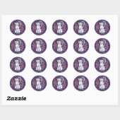 Sticker Rond Maisies blanches de chats (Feuille)