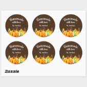 Sticker Rond Maison avec Citrouilles de moisson d'amour (Feuille)