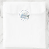 Sticker Rond Maison Blue Snowman Adresse de retour de Noël (Sac)