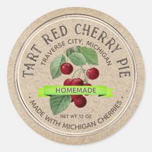 Sticker Rond MAISON CHERRY PIE Grunge Police Kraft Brown