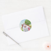 Sticker Rond Maison couleur aquarelle (Enveloppe)
