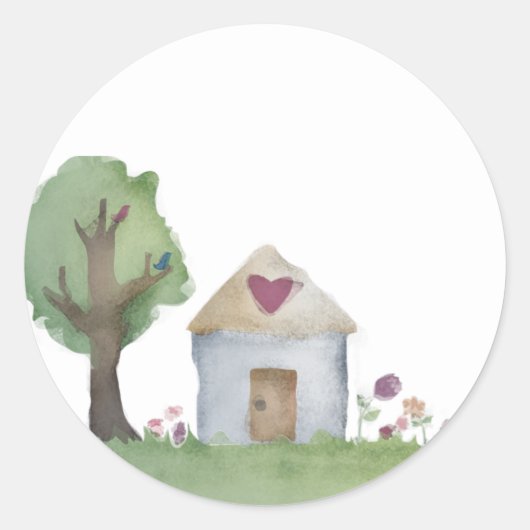 Sticker Rond maison d'amour maison jardin emballage cadeau auto (Devant)