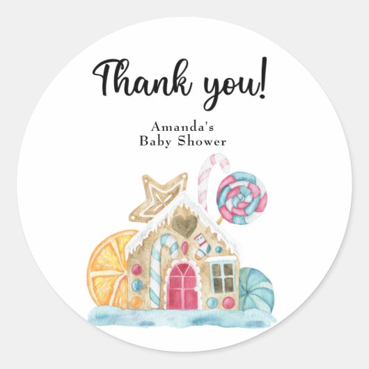 Sticker Rond Maison de biscuits de Noël - Merci (Devant)