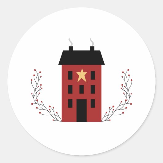 Sticker Rond Maison de campagne primitive (Devant)