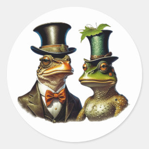 Sticker Rond Maison de campagne vintage drôle couple de grenoui