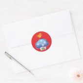 Sticker Rond Maison de champignons en rouge (Enveloppe)