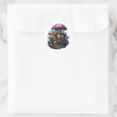 Sticker Rond Maison de champignons magiques (Sac)