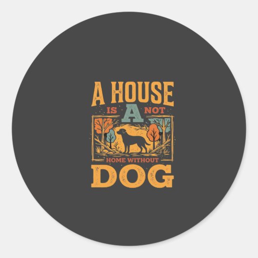 Sticker Rond Maison de chien maison vintage (Devant)