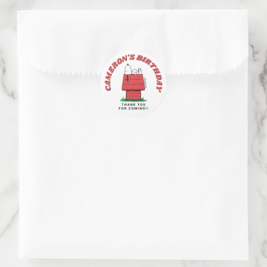 Sticker Rond Maison de chien Snoopy Peanuts Anniversaire Classi (Sac)