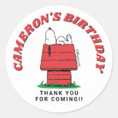 Sticker Rond Maison de chien Snoopy Peanuts Anniversaire Classi (Devant)