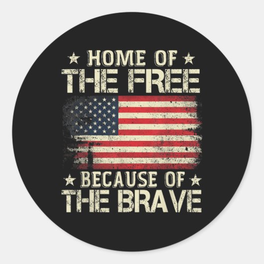 Sticker Rond Maison De La Liberté À Cause Du Brave Drapeau Usa (Devant)