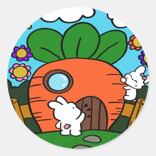 Sticker Rond maison de lapin (Devant)