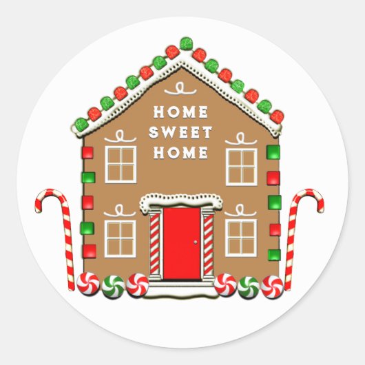 Sticker Rond Maison de Noël de la nouvelle maison (Devant)