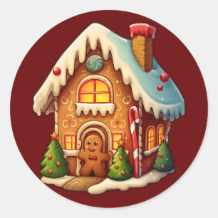 Sticker Rond Maison de pain d'épices