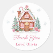 Sticker Rond Maison de pain d'épices Noël Anniversaire Merci (Devant)